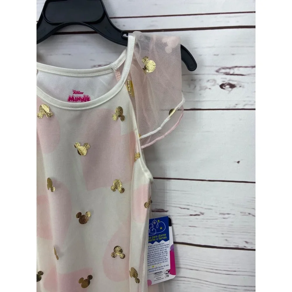 Disney Minnie Mouse Toddler Girl's Valentine's Day Foil Hearts Nightgown Gown 5t
